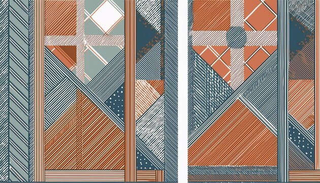 retro vintage hand drawn abstract patterned backgrounds french italian style patterns with strips checkered and plaid pattern