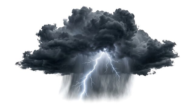 Dark storm cloud with lightning bolt.
