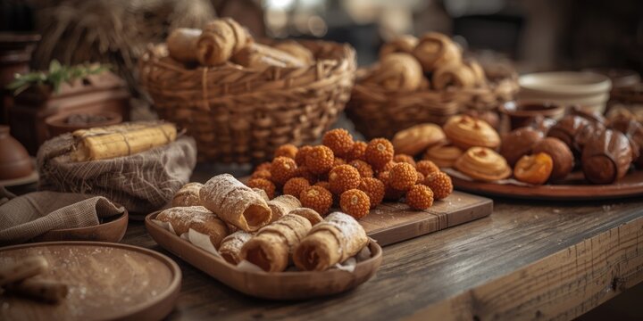 Locally made Sicilian craft items alongside traditional Sicilian food