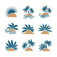 Obraz premium Tropical Palm Tree Icon Set.