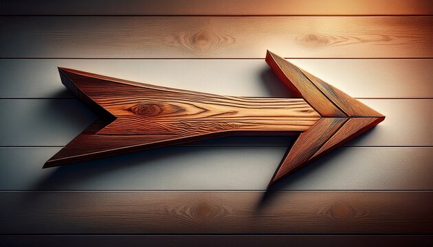 wooden arrow pointing right showing direction choice