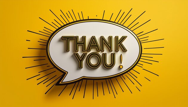 thank you speak bubble on yellow background