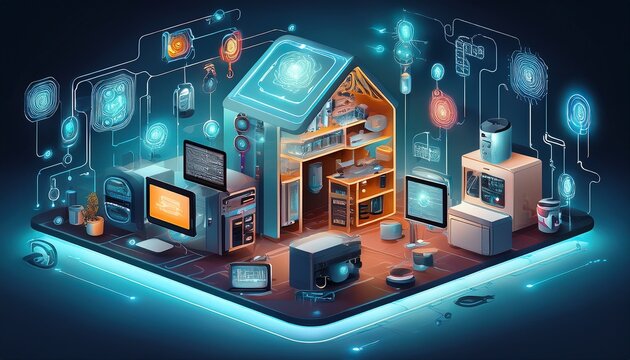 internet of things concept with smart home featuring various connected devices and appliances ai