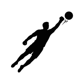 Handball player silhouette, athletic sports icon, black athleticism symbol, action jump throw 
