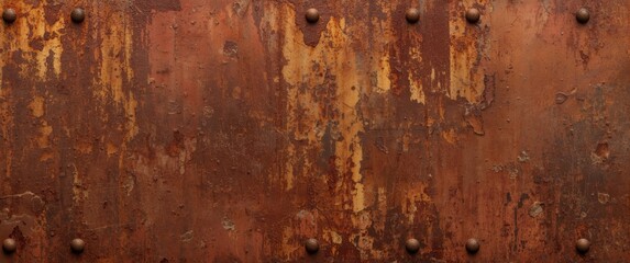 Fototapeta premium Rusty metal surface with rivets and peeling paint