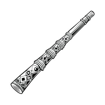 Vector illustration of a traditional Australian Aboriginal didgeridoo instrument with ornate patterns