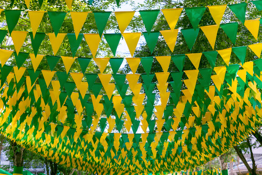 Brazil June festival flags, green and yellow