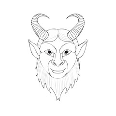 Fototapeta premium Whimsical outline illustration of a mythical creature with horns and pointed ears