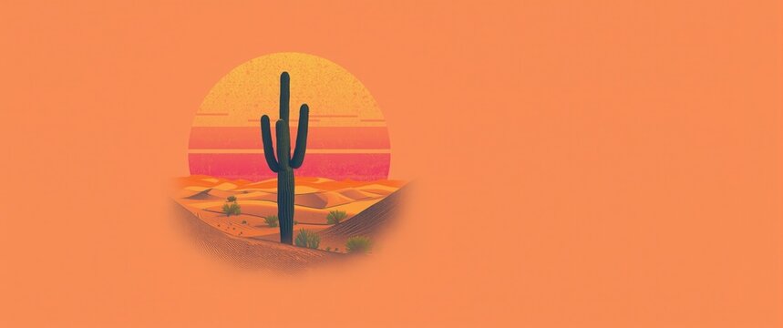 Cactus silhouette against a colorful desert sunset
