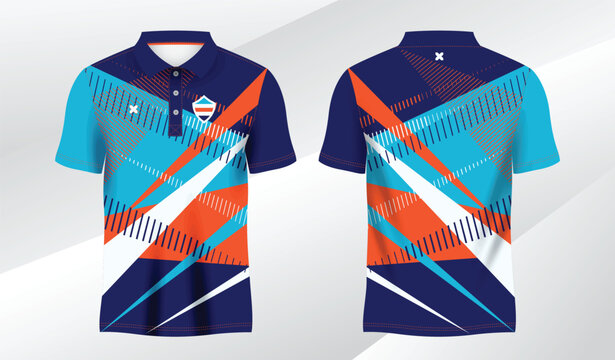 blue mix colorful polo sport shirt sublimation jersey template