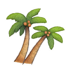 Fototapeta premium PNG Illustrated tropical palm trees.