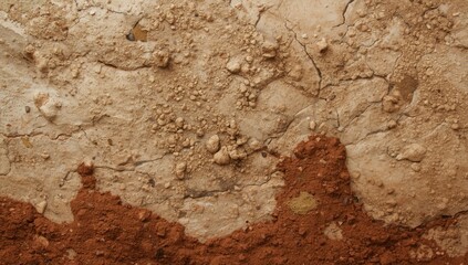 Fototapeta premium Dry cracked soil with reddish earth tones