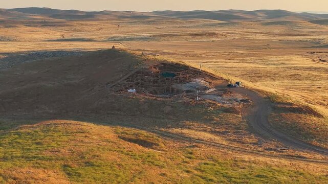 Karahan Tepe Neolithic Monument Drone Video,  Karahan Tepe Ancient Site Video, Haliliye Sanliurfa, Turkiye (Turkey)