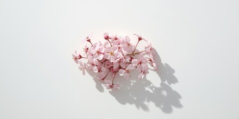 Obraz premium Pink cherry blossom petals arranged on a white background