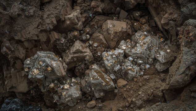 Kimberlite pipe cross section revealing natural diamond clusters