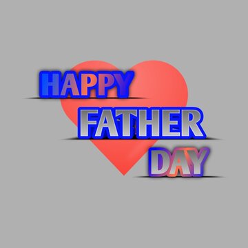 Desain tipografi Happy Father's Day dengan latar belakang simbol hati merah minimalis.
