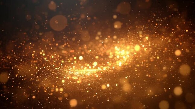 Golden glitter particles gif background with bokeh effects