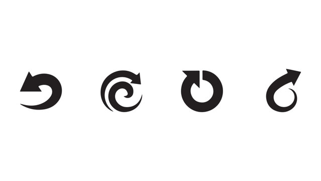 Set of four circular arrow icons representing cycle process and return movement direction.