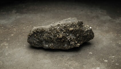 Fototapeta premium Rock with metallic flecks on a gray surface