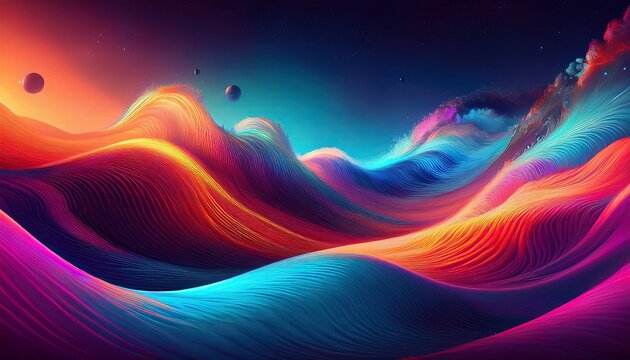 dynamic waves dancing in vibrant abstract space