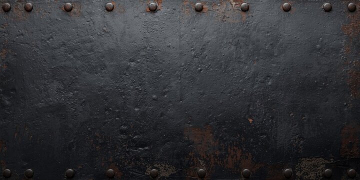 Distressed metal surface with rivets and dark texture