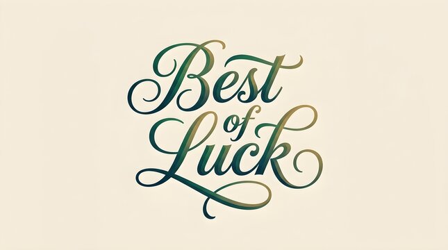 A professional, dual-toned green script reads "Best of Luck" centered on a clean, light off-white background with depth.