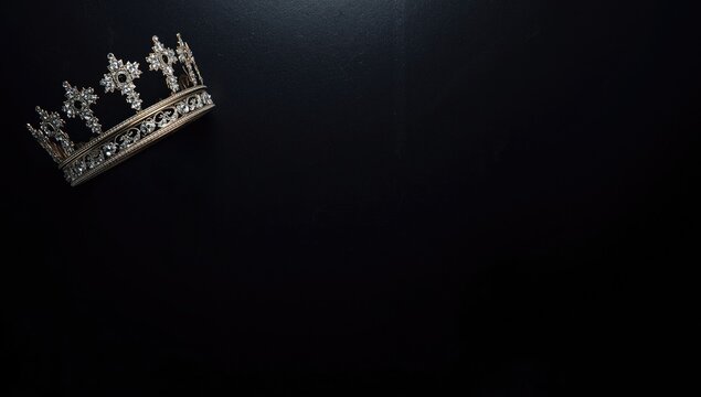 Silver crown resting against a dark background