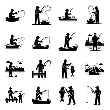 Collection of fishing activities in various settings.