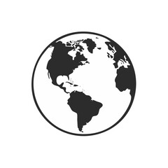 Fototapeta premium Stylized silhouette of the planet Earth centered in a circular frame showing continents
