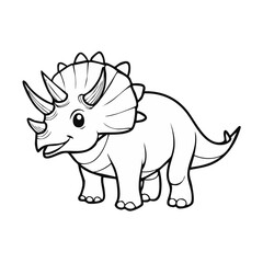 Fototapeta premium Outline illustration of a cheerful triceratops dinosaur