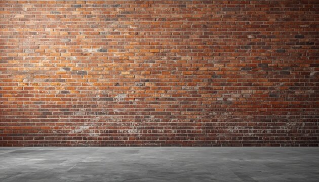 An image of a brick wall with a concrete floor in front of it
