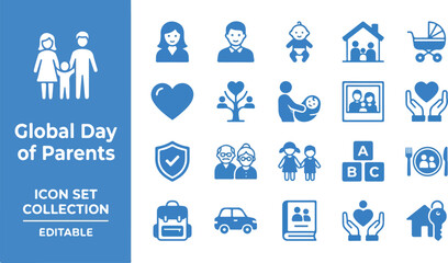 Fototapeta premium Global day of parents icon set for family and parenting concepts