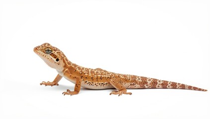 Fototapeta premium Tokay Gecko in a natural pose against a clean white background suitable for copy space