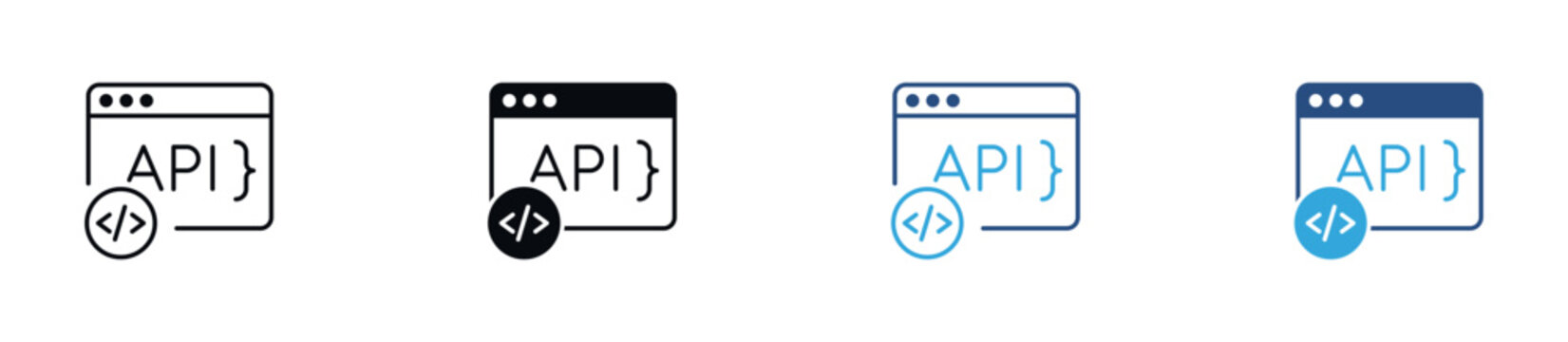 API Integration Icon Set. Web Services, Software Development and Developer Interface Symbols. Vector Illustration.