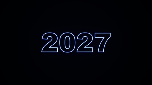 Blue neon 2027 text