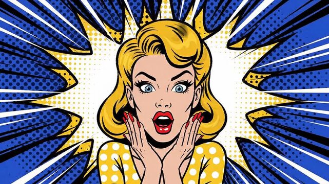 Surprised woman in comic book style.