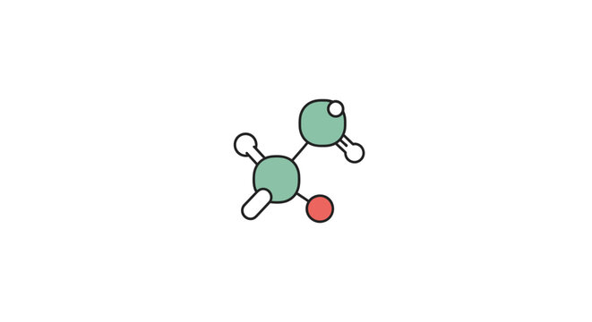 3D Molecular Model of Acetaldehyde on White Background
