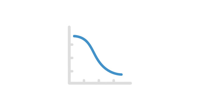 Curved line graph showing decline on a white background