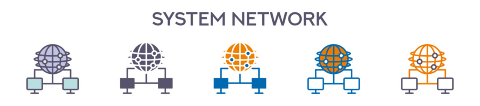 System Network Element For Design Graphic - Multi Styles. Vector Illustration Of Two Colored And Black. Multiple Icons Designs Can Be Used For Mobile, Ui, Web 
