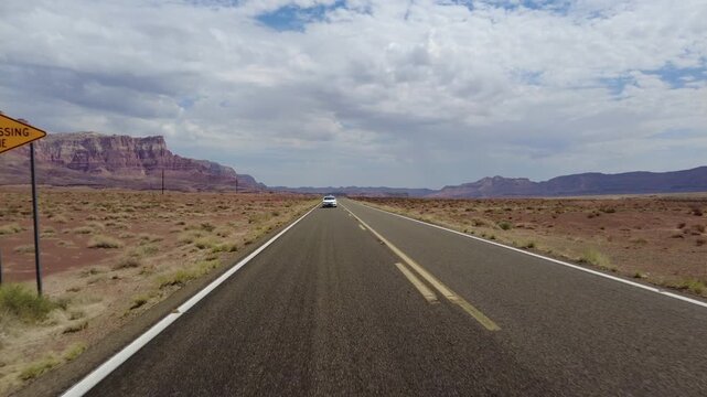 Driving Plate Grand Canyon East Rim Vermilion Cliffs Highway 89A Northbound Multicam Set 13 Rear View Arizona Southwest USA