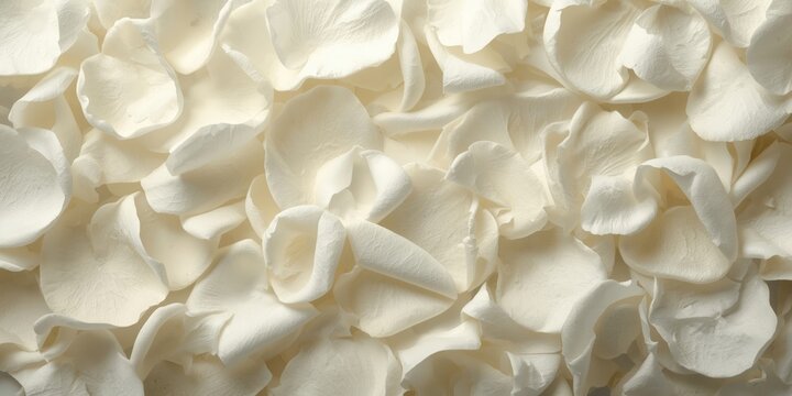 White rose petals layered on a flat surface