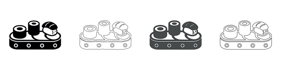 Conveyor belt sushi machine with rolls and nigiri icons © Ophelia