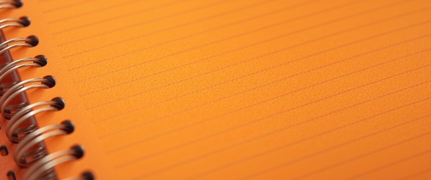 Orange note cards with ruled lines in a colorful spiral binding