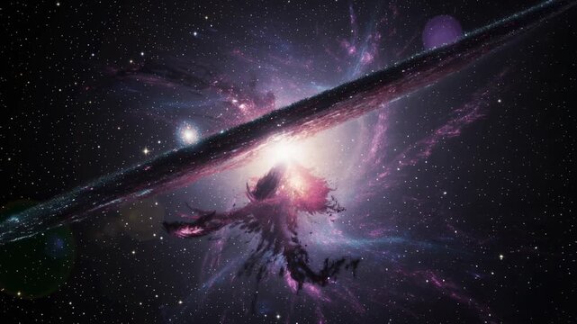 Stunning cosmic galaxy explosion with bright stars and colorful nebula in deep space background