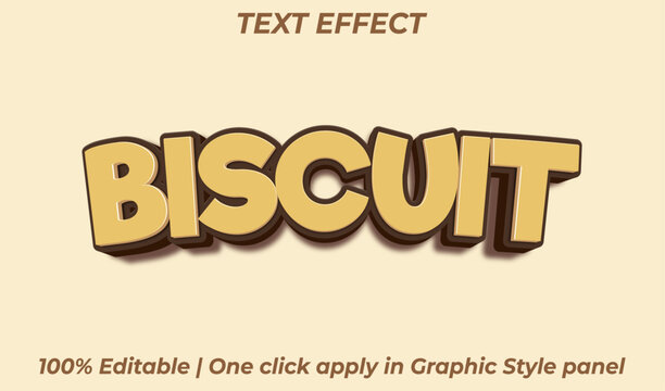 Biscuit 3D Text Effect with Sweet Bakery and Cookie Food Style