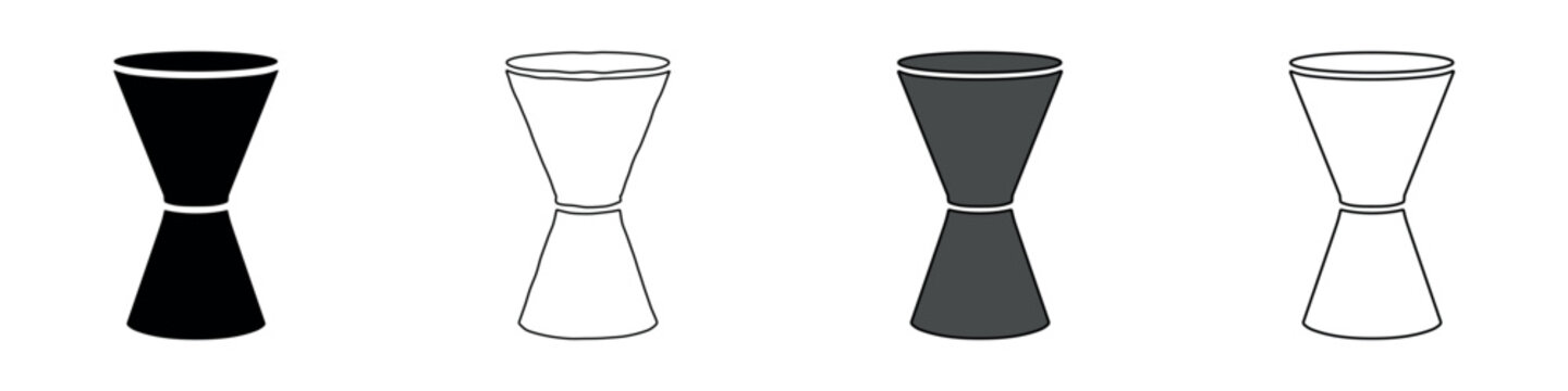 Set of four jigger icons in different styles and colors for bar tools