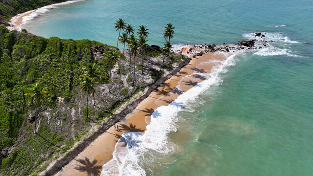 Coqueirinho Beach In Joao Pessoa Paraiba Brazil. Breathtaking Aerial View Of A Lush Tropical Coastline Scenery. Deserted Landscape Peaceful Amazing. Peaceful. Joao Pessoa Paraiba.