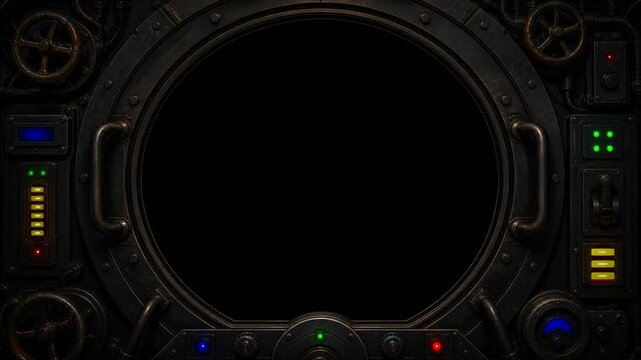 Submarine Periscope Animated Frame Overlay - Horizontal 4K Seamless Loop for Video