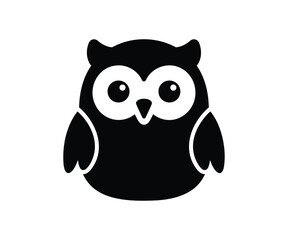 Fototapeta premium PrintTitle: Cute cartoon owl bird wildlife animal vector silhouette icon