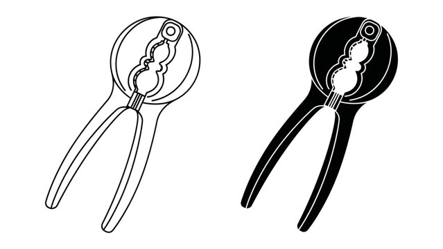 Nutcracker Tool Set: A graphic representation featuring two nutcracker tools, one outlined in black and white, the other solid black, showcasing their classic design.